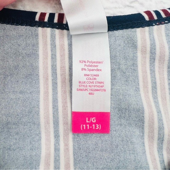 No Boundaries Juniors Large 11/13 Knit Shirt Dark Blue Red Striped Short Sleeve - Picture 6 of 8